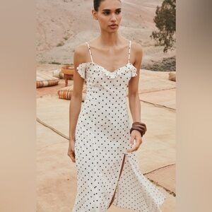 Zara Polka Dot Ruffle Maxi Dress Corset Back Cream Size M Screen Worn The Boys